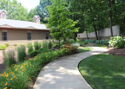 start of walking path at The Pines Senior Living and Memory Care in Clarks Summit