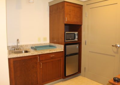 Kitchenette at a studio in The Pines Senior Living and Memory Care in Clarks Summit