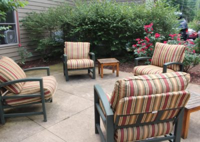 Outdoor sitting area at The Pines Senior Living and Memory Care in Clarks Summit